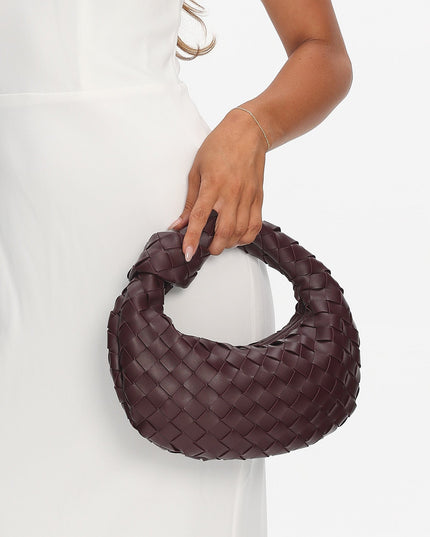 Wine Woven Crescent Bag