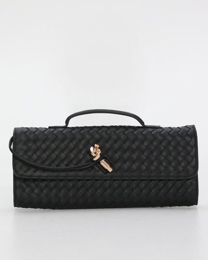 Black Woven Envelope Purse