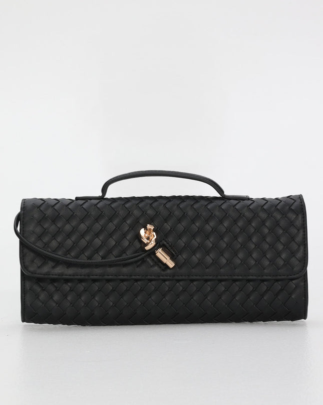 Black Woven Envelope Purse