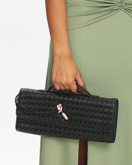 Black Woven Envelope Purse