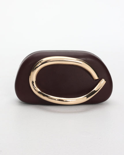 Wine Gold Handle Clutch