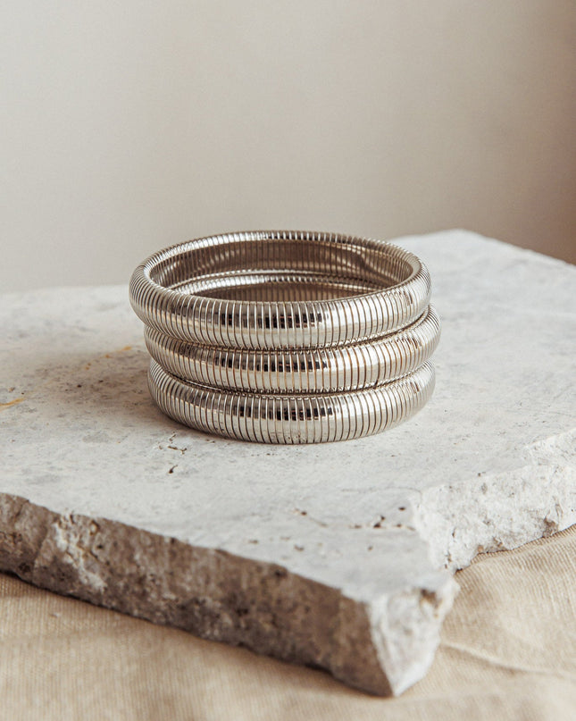 Dark Silver Stretch Bangles Set