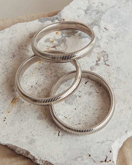 Dark Silver Stretch Bangles Set
