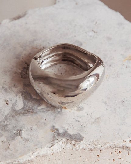 Dark Silver Chunky Irregular Bangle