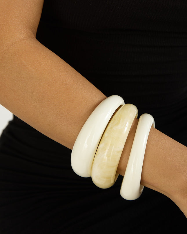 Ivory Irregular Bangles Acrylic