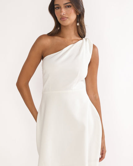 White One-Shoulder Twist Mini Dress