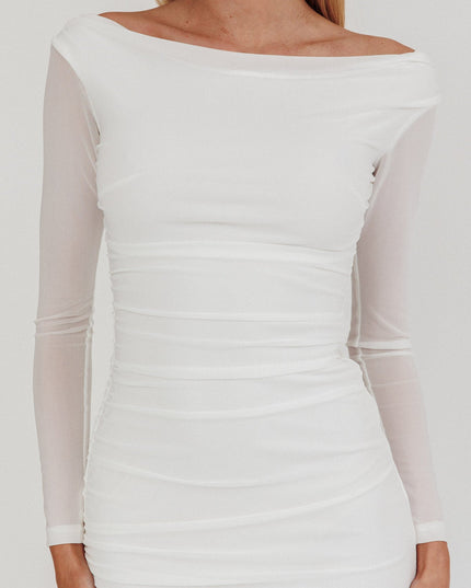 Off White Off Shoulder Maxi Dress