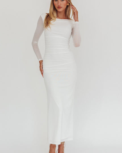 Off White Off Shoulder Maxi Dress