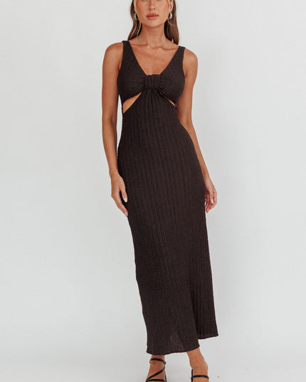 Black Cut-Out Textured Maxi Dress