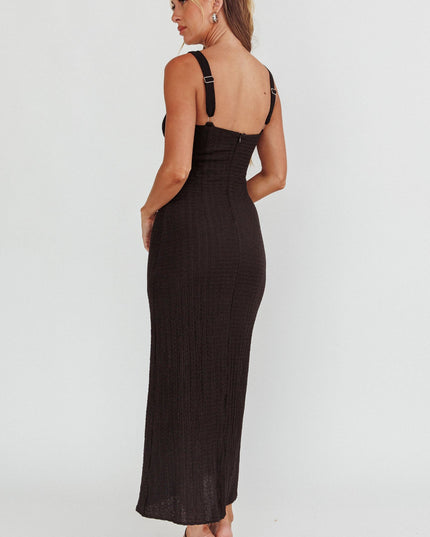Black Cut-Out Textured Maxi Dress