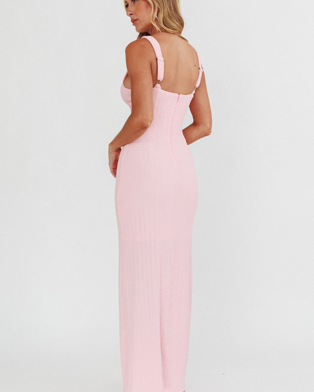 Pink Cut-Out Textured Maxi Dress