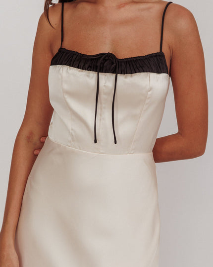 Oyster Gathered Bow Neckline Maxi Dress