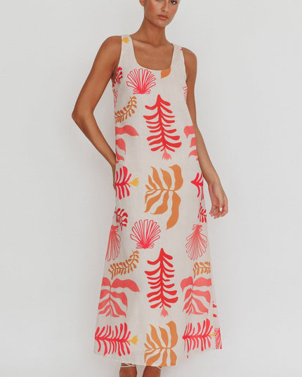 Pink And Shell Maxi Slip Dress