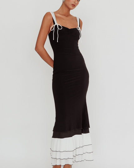 Black Ruffle Maxi Dress
