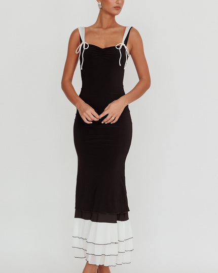Black Ruffle Maxi Dress
