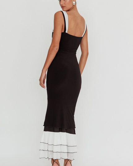 Black Ruffle Maxi Dress