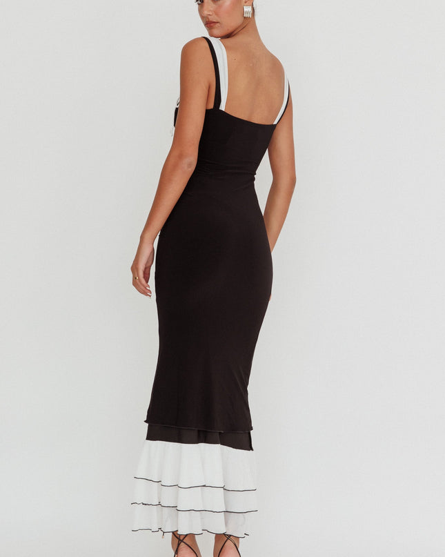 Black Ruffle Maxi Dress