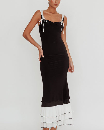 Black Ruffle Maxi Dress