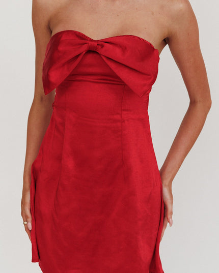 Red Bow Bust Mini Dress