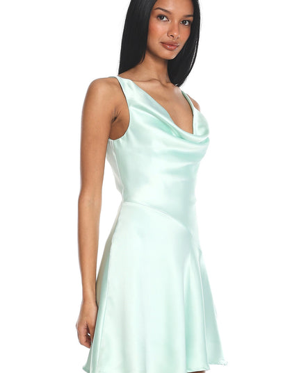 Mint Cowl Neck Scoop Back Mini Dress