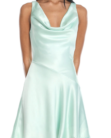 Mint Cowl Neck Scoop Back Mini Dress