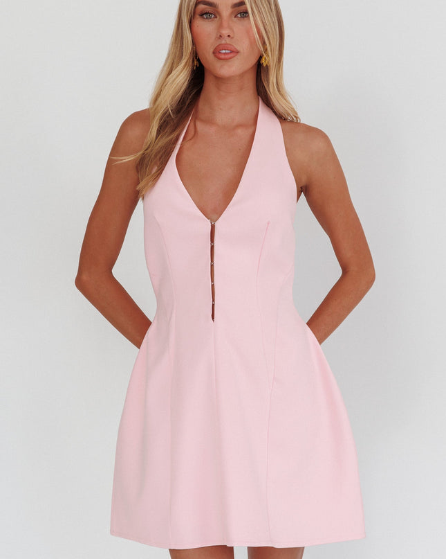 Pink Halter Neck Mini Dress