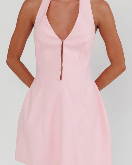 Pink Halter Neck Mini Dress