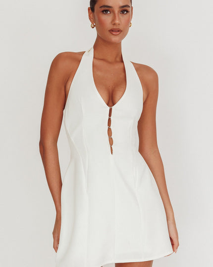 Off White Halter Neck Mini Dress