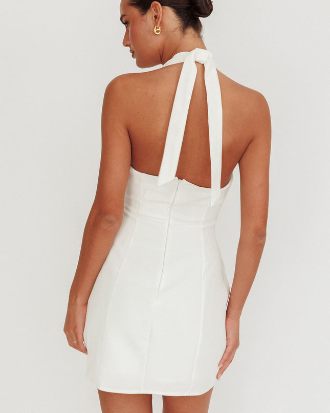 Off White Halter Neck Mini Dress