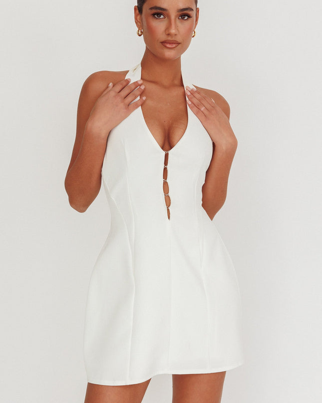 Off White Halter Neck Mini Dress