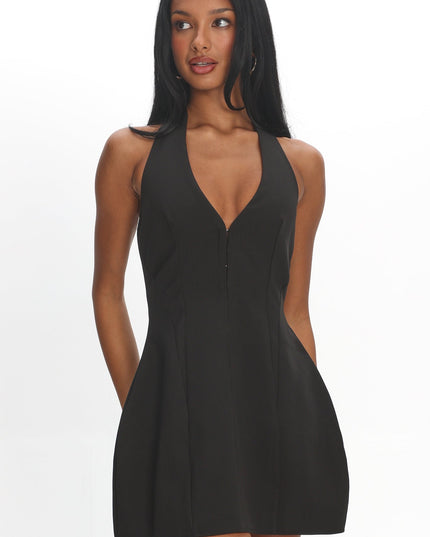 Black Halter Neck Mini Dress