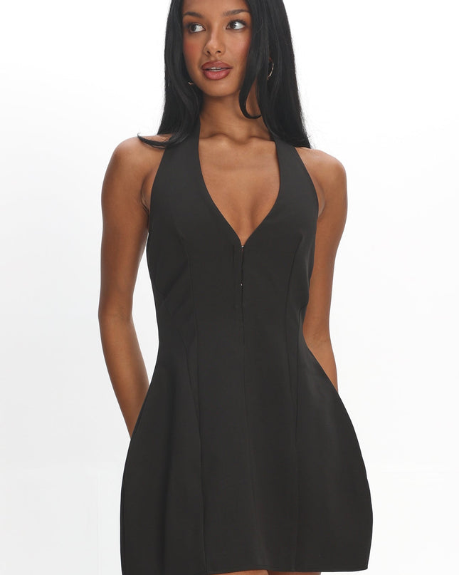 Black Halter Neck Mini Dress