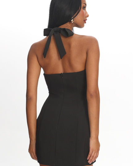 Black Halter Neck Mini Dress