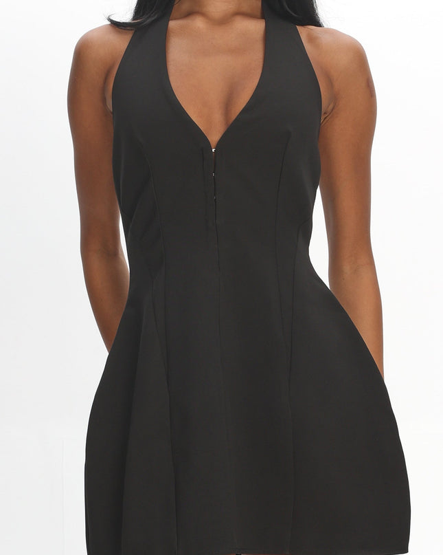 Black Halter Neck Mini Dress