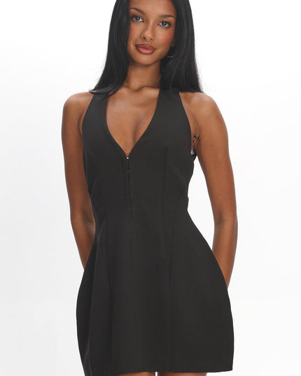 Black Halter Neck Mini Dress