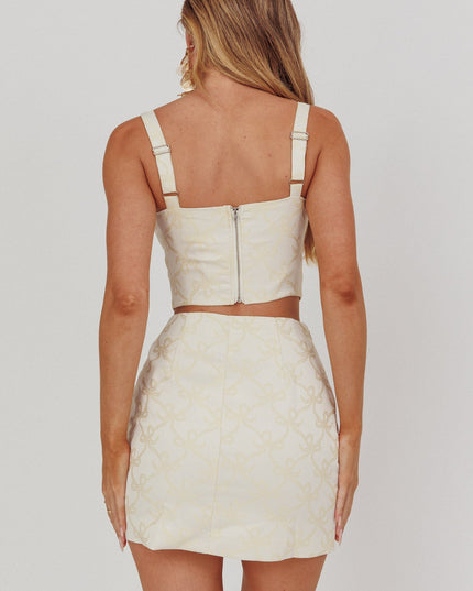 Butter High Street Jacquard Mini Skirt Bow