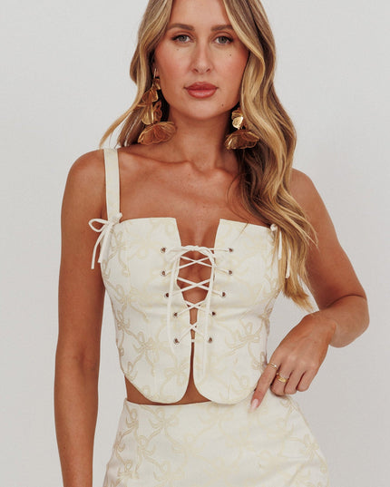 Butter High Street Jacquard Corset Top Bow