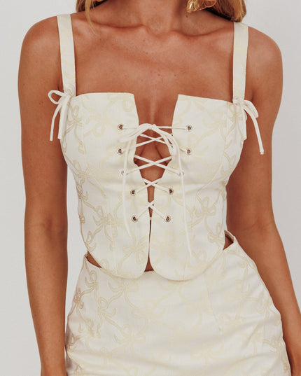 Butter High Street Jacquard Corset Top Bow