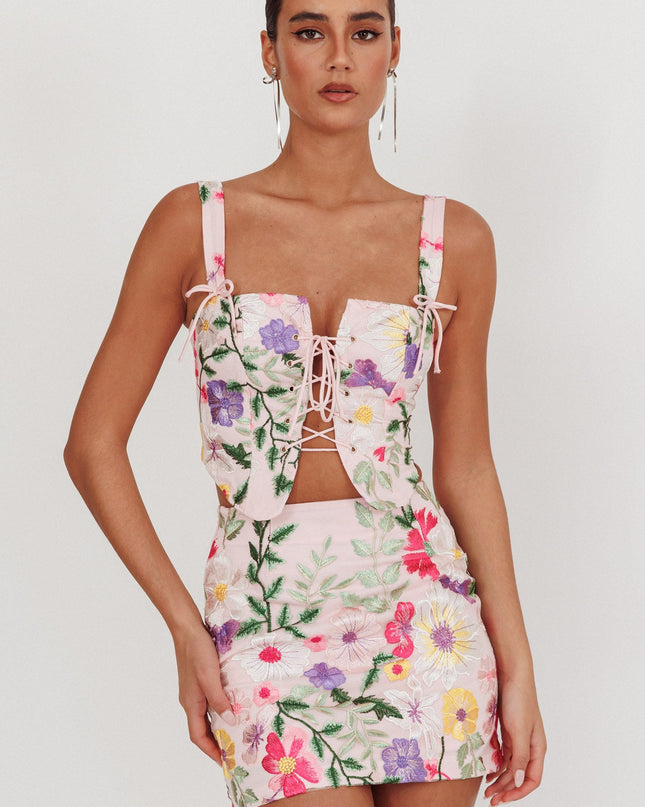 Multi High Street Jacquard Mini Skirt Floral
