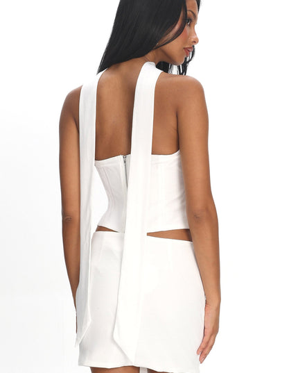Ivory Strapless Neck Tie Top