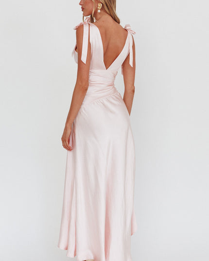 Blush Tied Shoulder High-Low Hem Dress