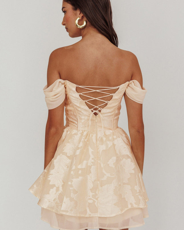 Cream Off Shoulder Mini Dress