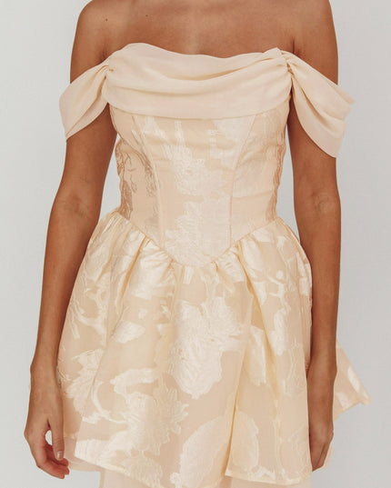 Cream Off Shoulder Mini Dress