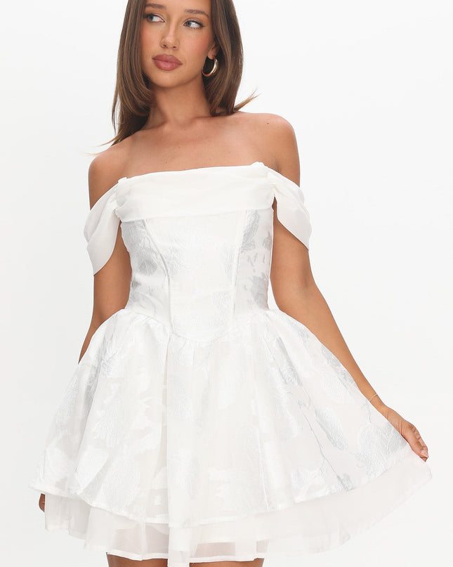 White Off Shoulder Mini Dress