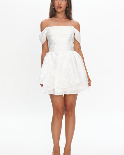 White Off Shoulder Mini Dress