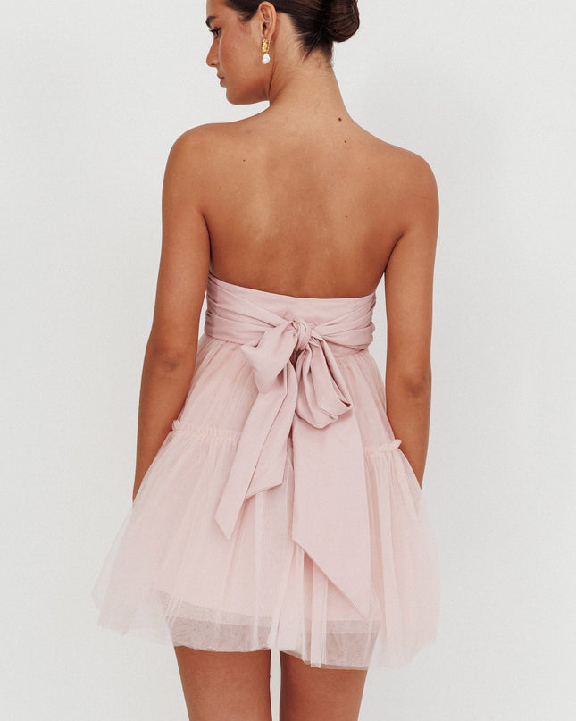 Blush Strapless Tulle Mini Dress
