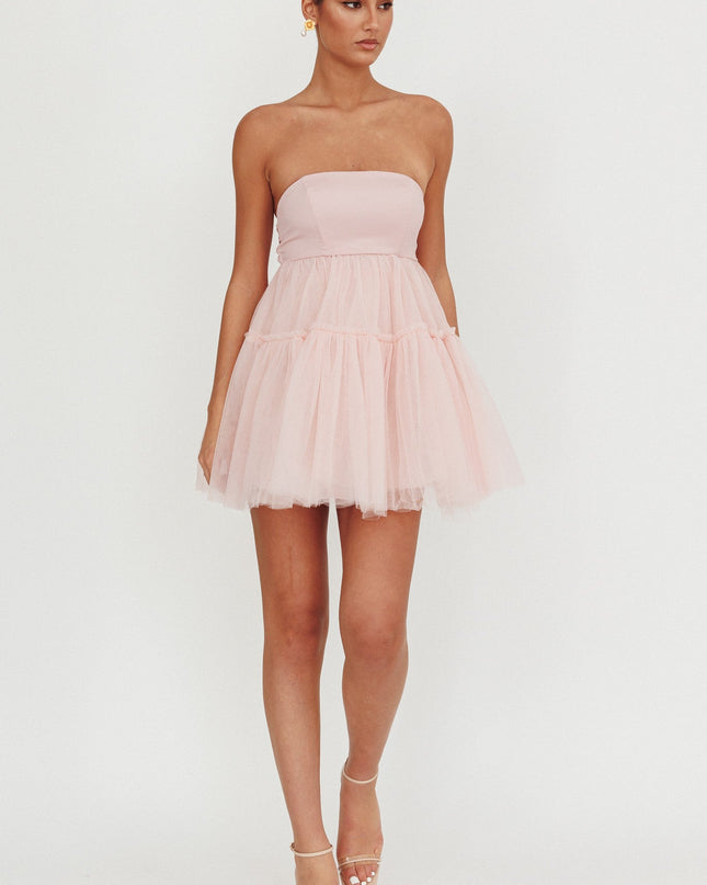 Blush Strapless Tulle Mini Dress