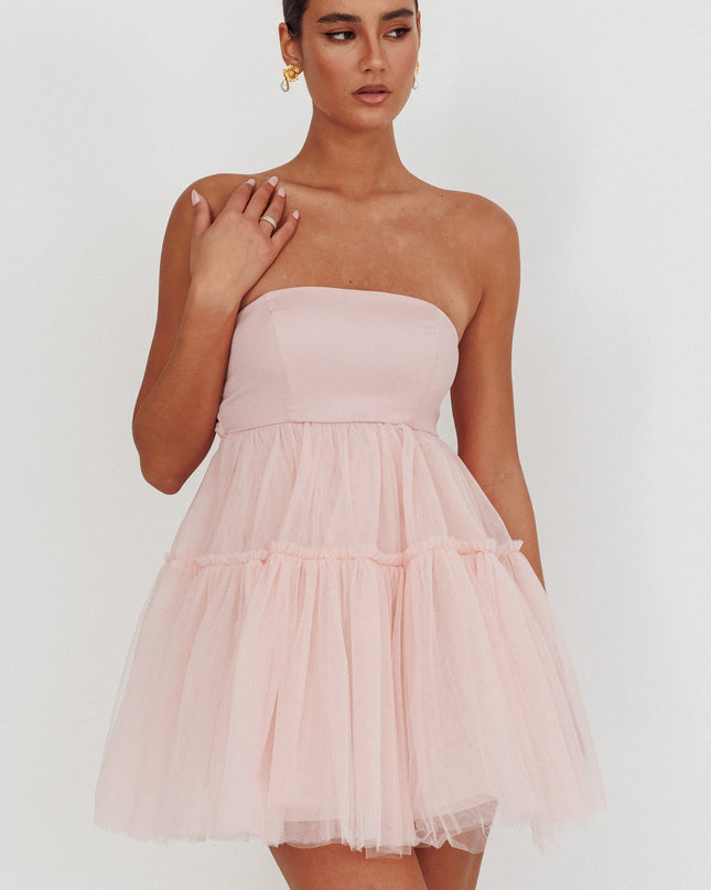 Blush Strapless Tulle Mini Dress