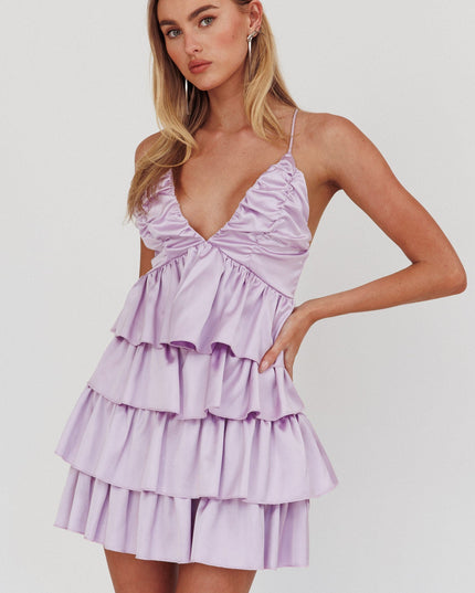 Lilac Ruffle Mini Dress