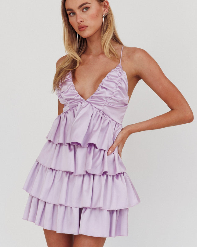 Lilac Ruffle Mini Dress